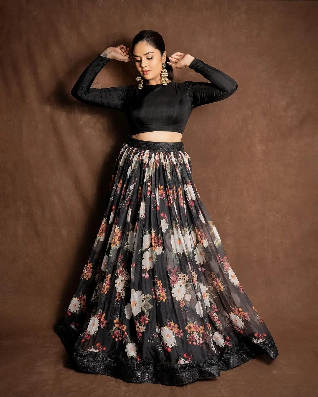 ETV Actress Sreemukhi in Black Lehenga Choli